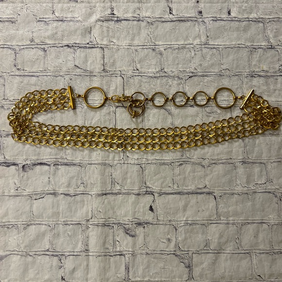 GOLD TONE 3 ATTACHED CHAINS WOMENS BELT - Picture 2 of 9